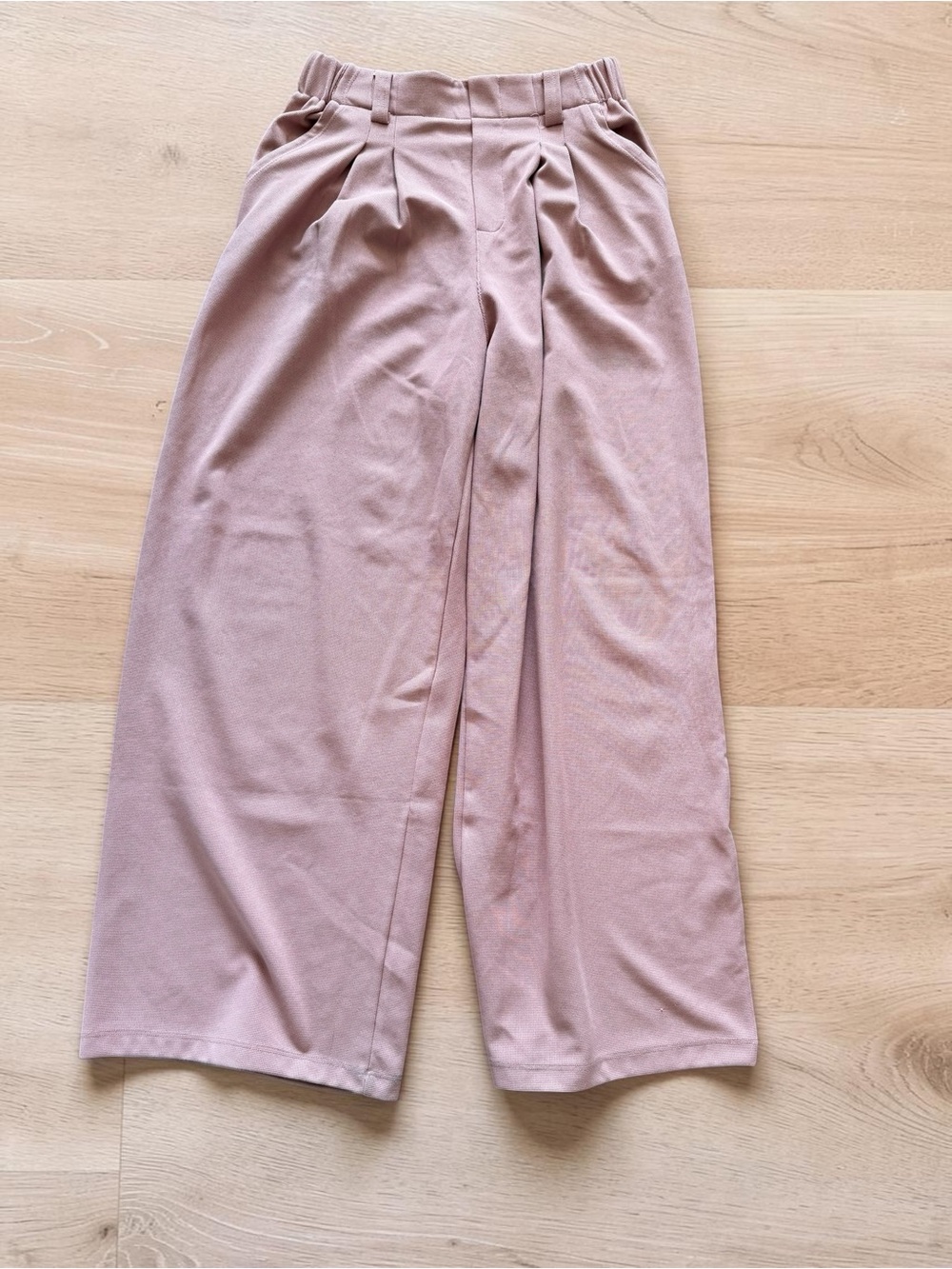HALARA Pleated Waffle Wide-Leg Pants in Dusty Pink
